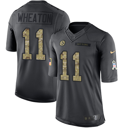 Men's Limited Markus Wheaton Nike Jersey Black - #11 2016 Salute to Service NFL Pittsburgh Steelers